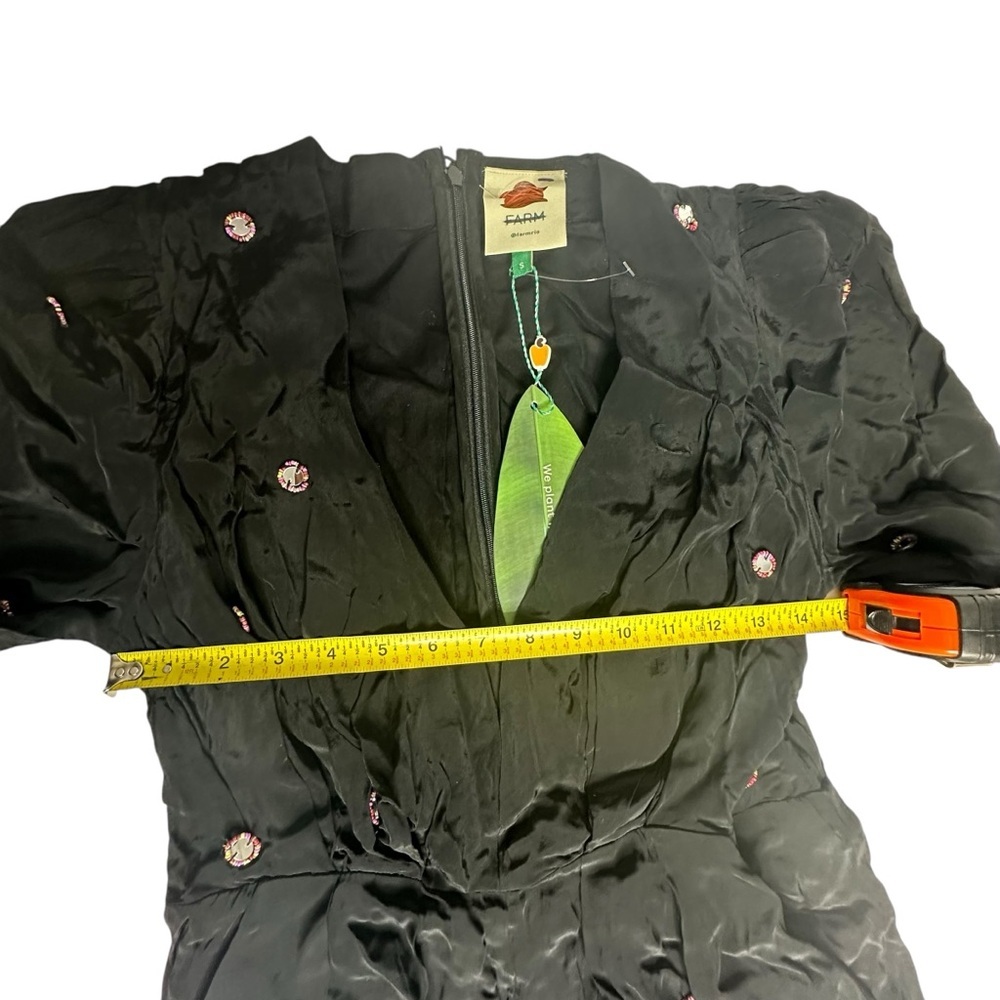 NWT Farm Rio Black Mirror Satin Jumpsuit with Embellishments s - Picture 10 of 16